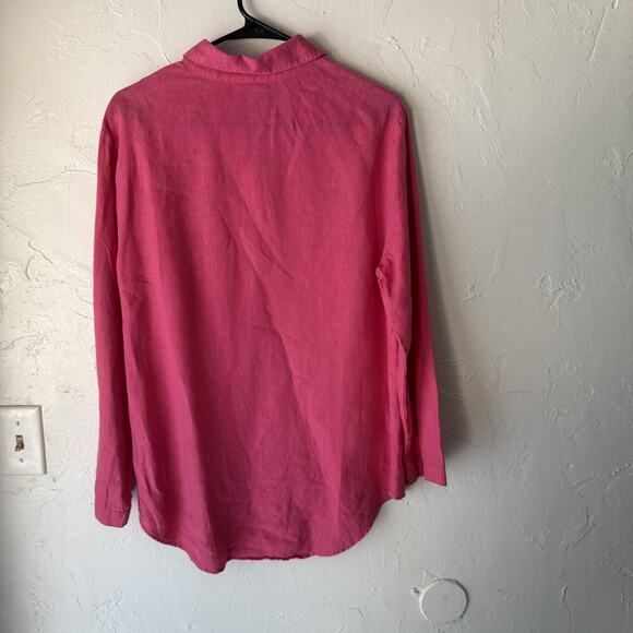 Soft Surroundings Shirt Womens Petite Small Pink Linen Button Up Long Sleeve USA - Picture 7 of 7